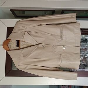 Beige Leather Blazer